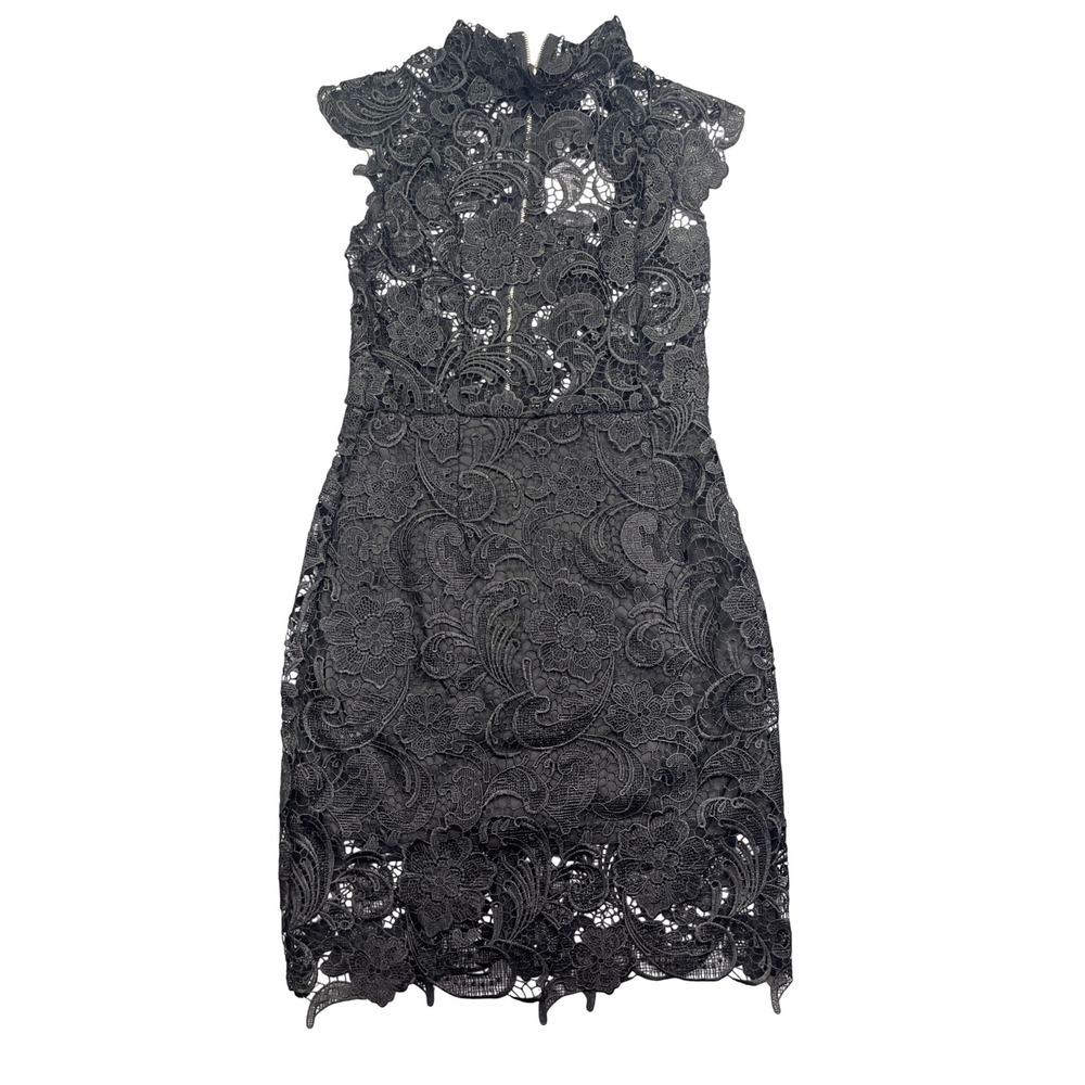 Xenia Boutique‎ Lace Cocktail Dress Party Bodycon Black Mini Dress Size 6 Goth